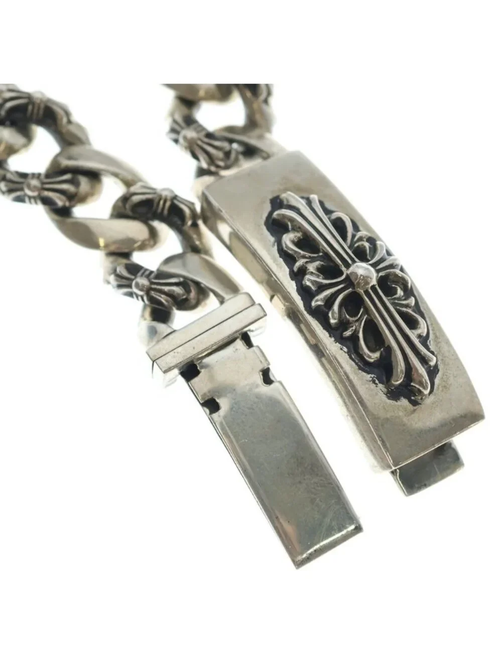 Chrome Hearts ID Floral Crs ID Fancy Link Bracelet Silver